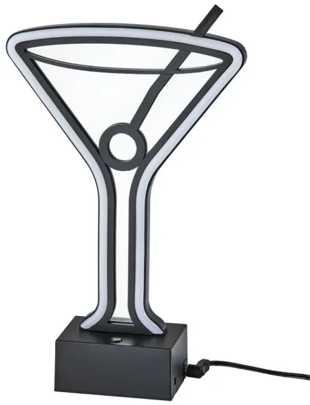 Infinity Neon Martini Glass Table/Wall Lamp in Black by Adesso Inc