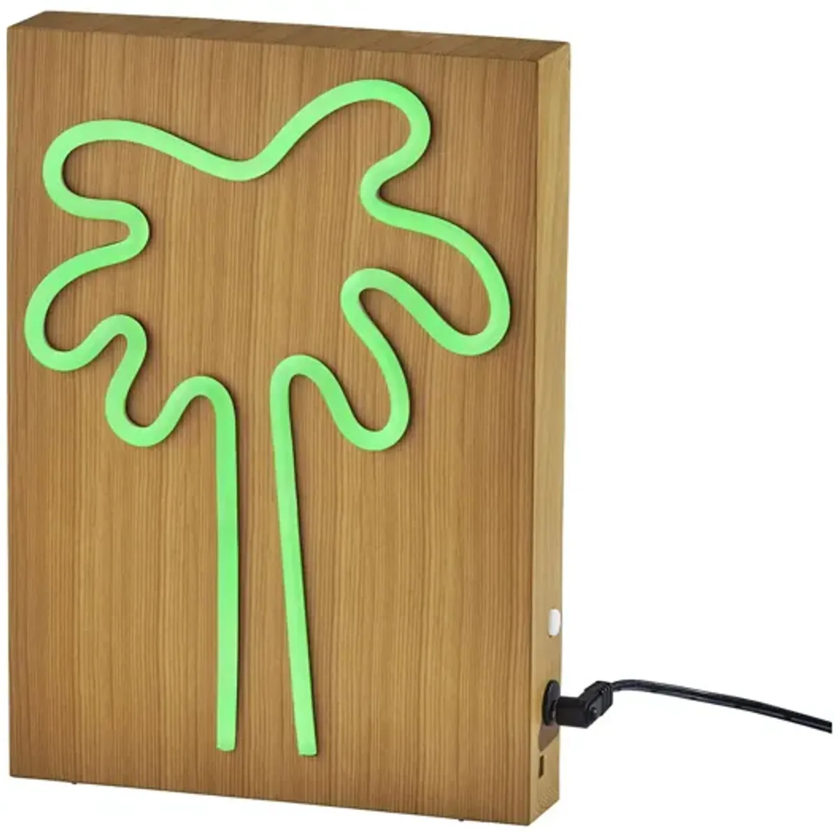 Wood Framed Neon Palm Tree Table/Wall Lamp in Beige by Adesso Inc