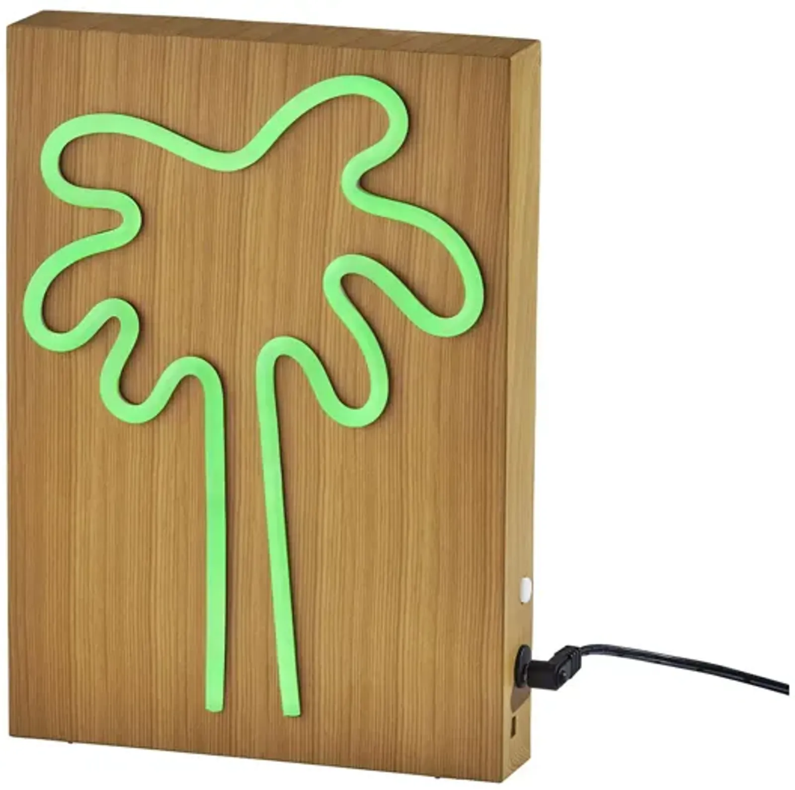 Wood Framed Neon Palm Tree Table/Wall Lamp