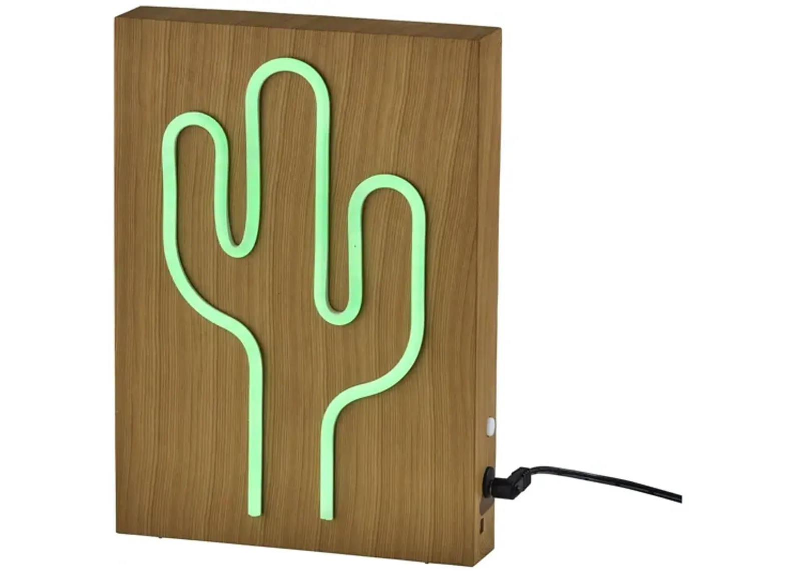 Wood Framed Neon Cactus Table/Wall Lamp in Beige by Adesso Inc