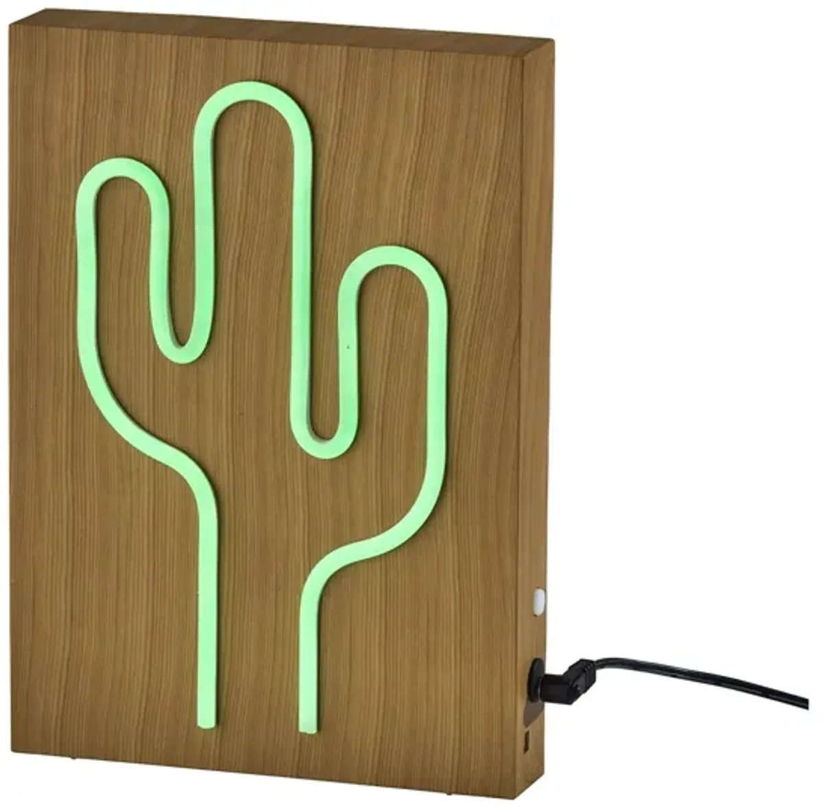 Wood Framed Neon Cactus Table/Wall Lamp in Beige by Adesso Inc