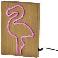 Wood Framed Neon Flamingo Table/Wall Lamp in Beige by Adesso Inc