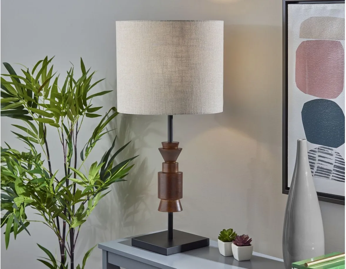 Elton Table Lamp in Black;Walnut;Beige by Adesso Inc