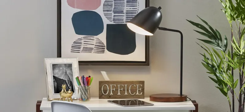 Jude Desk Lamp in Black & Walnut by Adesso Inc