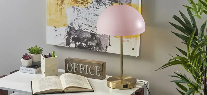 Bowie Table Lamp in Antique Brass/Blush Pink by Adesso Inc