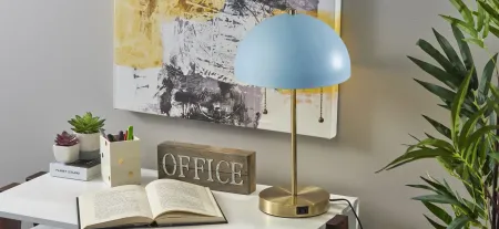 Bowie Table Lamp in Antique Brass/Baby Blue by Adesso Inc