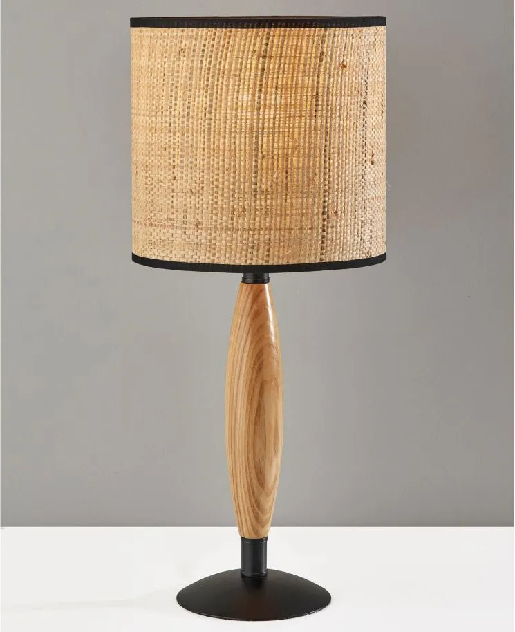 Cayman Table Lamp in Black & Natural Wood by Adesso Inc