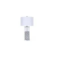 Lindstrom Table Lamp in Clear/Silver/White by Simon Blake Interiors