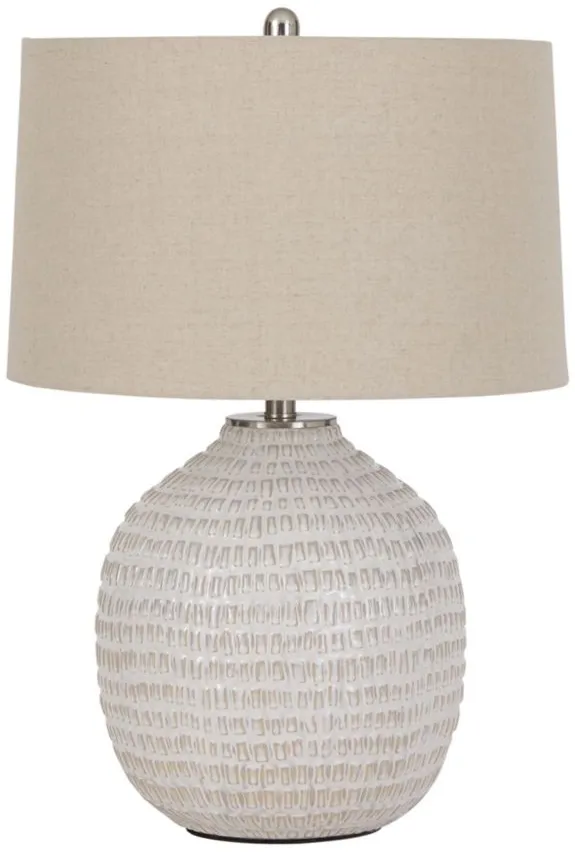 Jamon Ceramic Table Lamp in Beige by Ashley Express