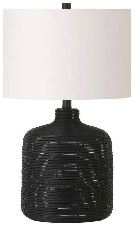 Rebecca Table Lamp in Black Rattan by Hudson & Canal