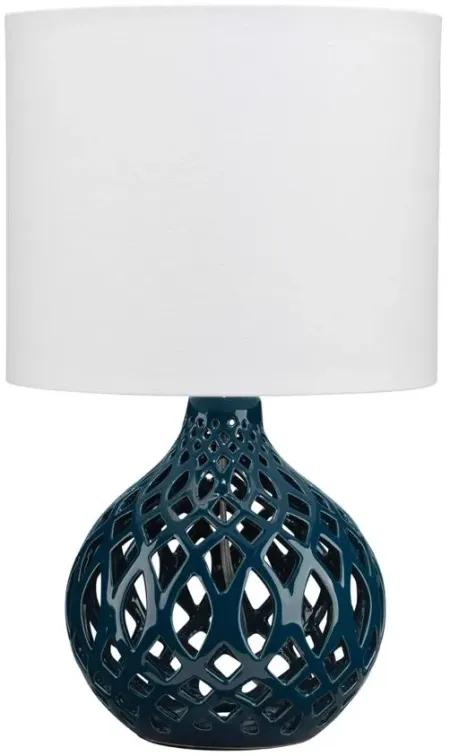 Fretwork Table Lamp in Blue by Jamie Young Company