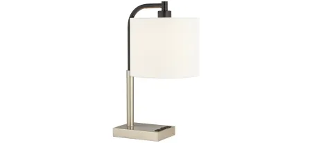 Azalia Metal Lamp with USB in Brushed Nickel/Brushed Steel by Pacific Coast