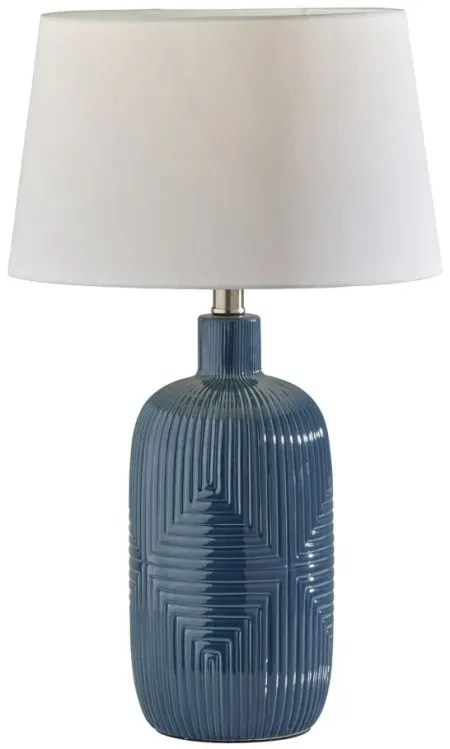 Maisie 2 Piece Table Lamp Set in Turquoise Geometric Patterned Ceramic by Adesso Inc