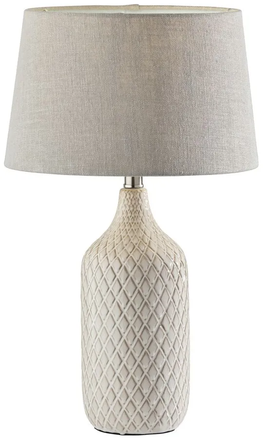 Kathryn 2 Piece Table Lamp Set in Off-White/Grey/Natural Textured Ceramic by Adesso Inc