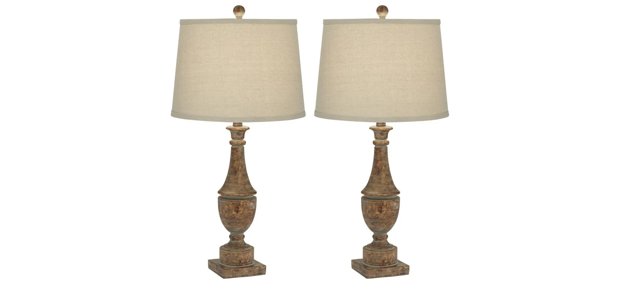 Collier Table Lamps: Set of 2 in Bronze w/ aged Patina by Pacific Coast