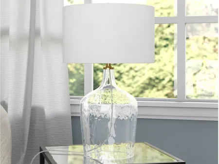 Bosco Table Lamp in Textured Clear Glass/Brass by Hudson & Canal