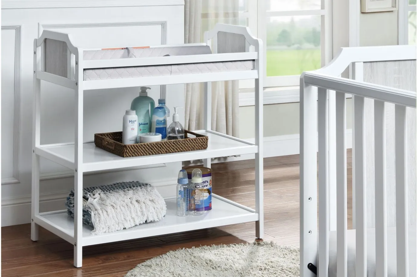 Brees Changing Table in White/Graystone by Heritage Baby