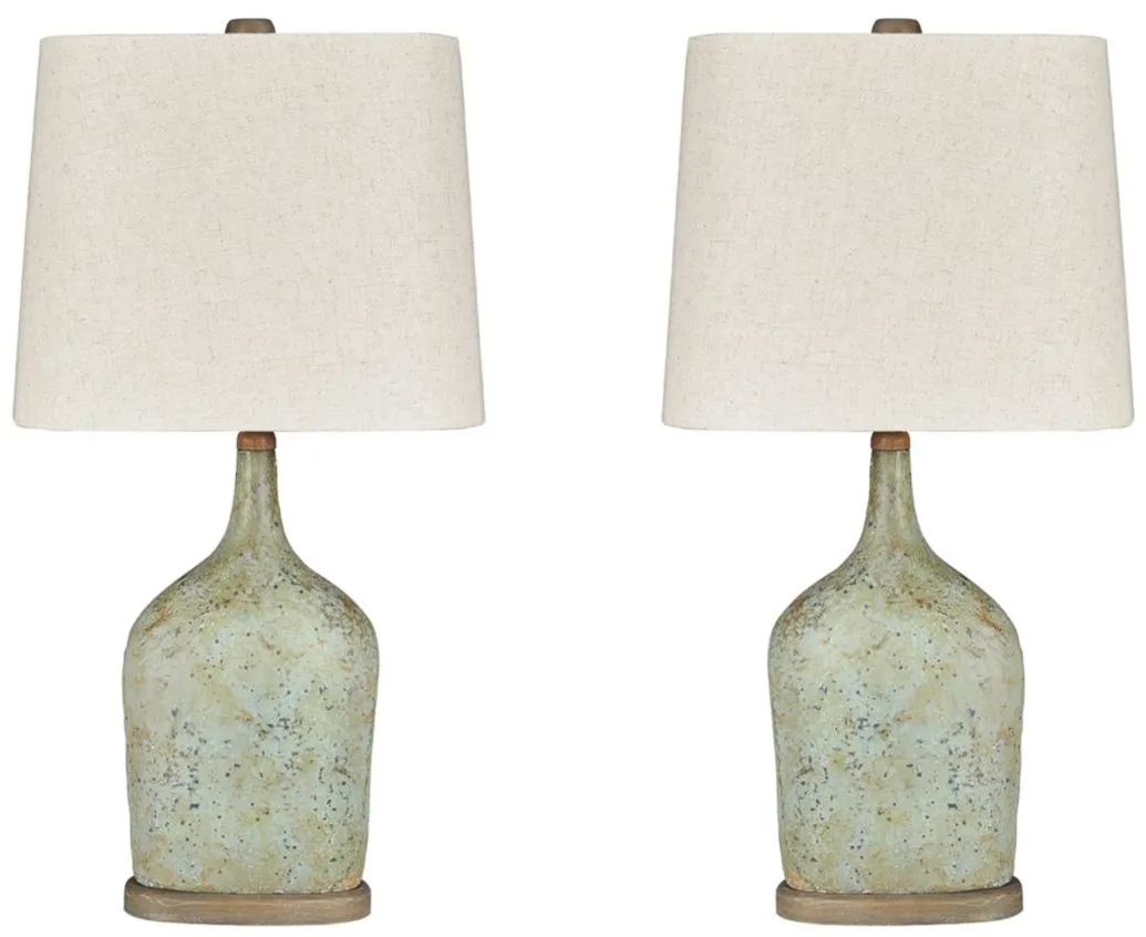 Maribeth Table Lamp Set in Green by Ashley Express