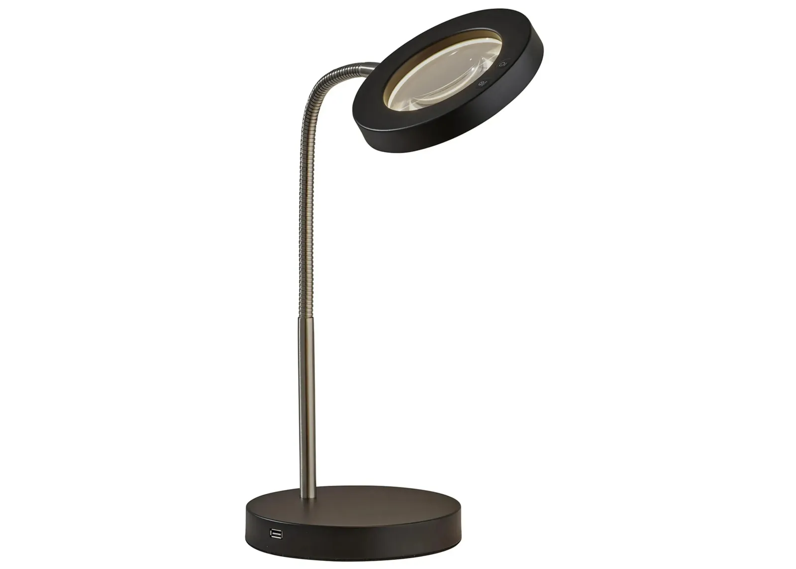 Holmes LED Magnifier Desk Lamp w/Smart Switch in Brushed Steel & Black by Adesso Inc