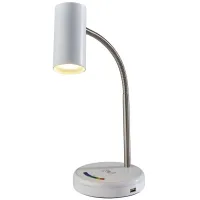 Shayne LED Wireless Charging Desk Lamp in White w. Brushed Steel by Adesso Inc
