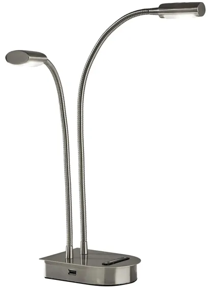 Eternity 2 Light Desk Lamp in Brushed Steel by Adesso Inc