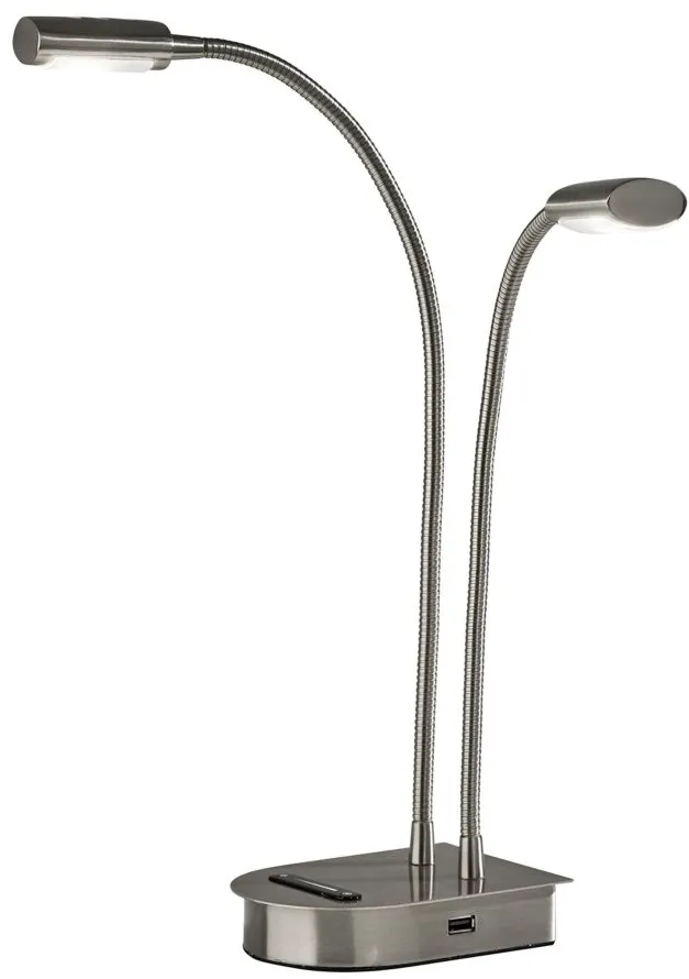 Eternity 2 Light Desk Lamp in Brushed Steel by Adesso Inc