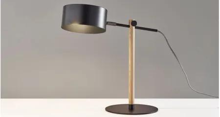 Dylan Desk Lamp in Natural Wood w/ Black Metal by Adesso Inc