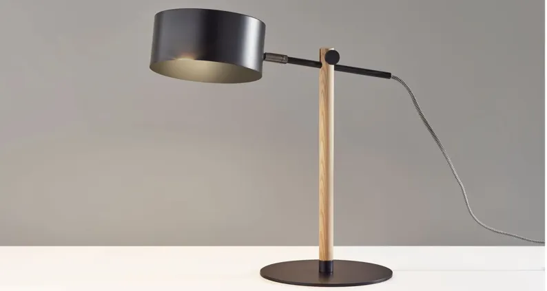 Dylan Desk Lamp in Natural Wood w/ Black Metal by Adesso Inc