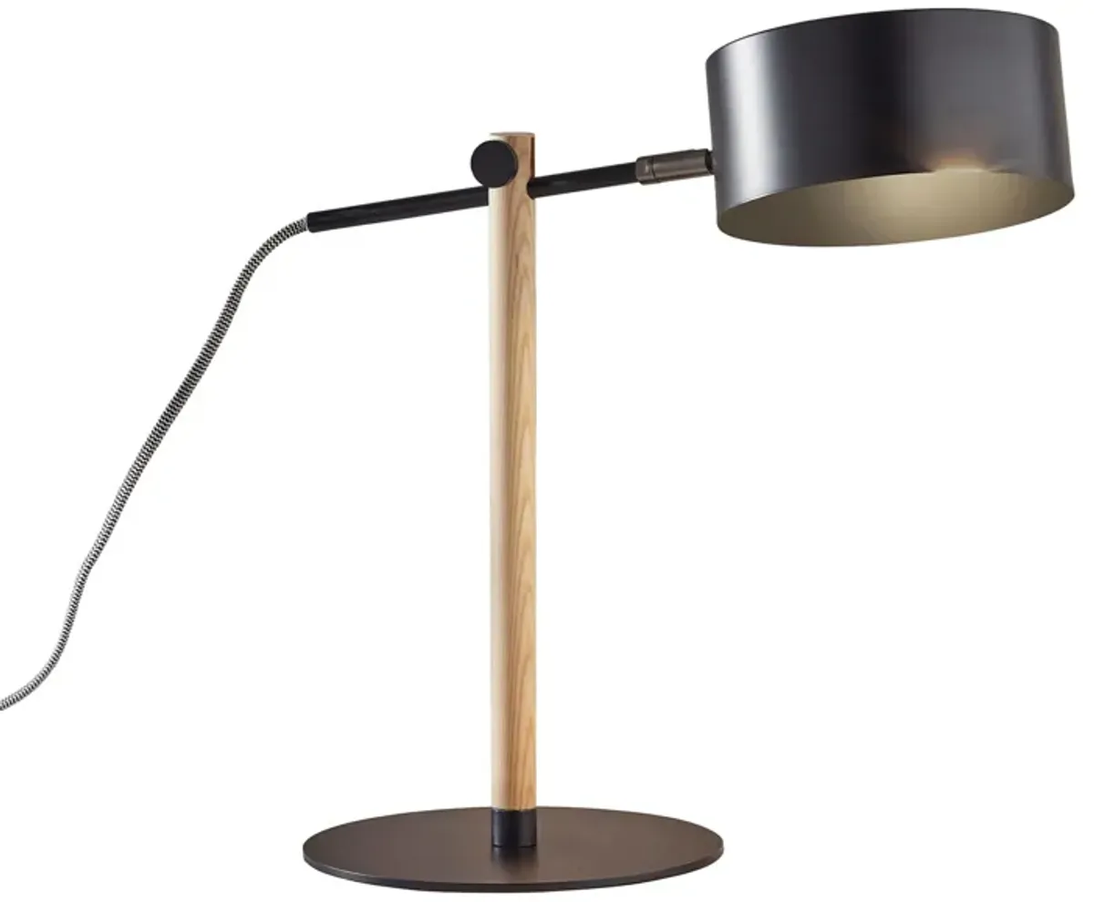 Dylan Desk Lamp in Natural Wood w/ Black Metal by Adesso Inc