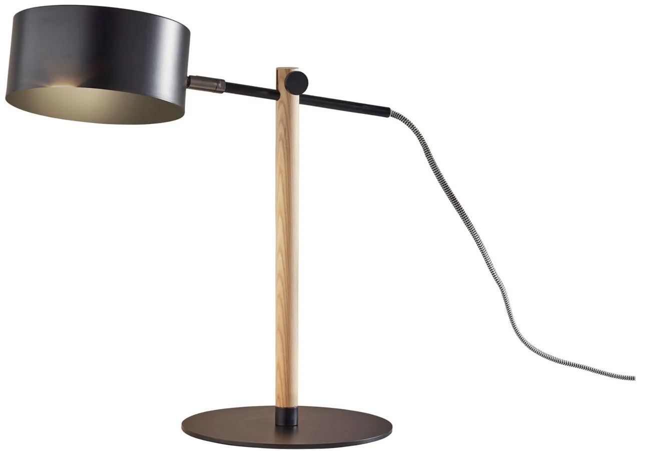 Dylan Desk Lamp in Natural Wood w/ Black Metal by Adesso Inc