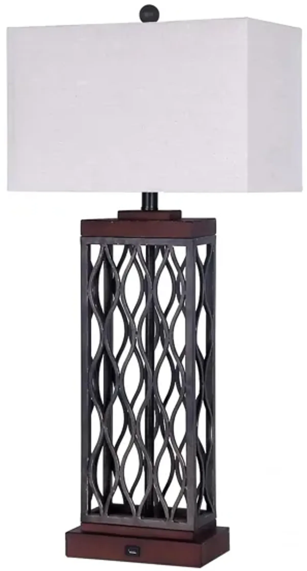 Metal and Wood Table Lamp in Black/Wood Grain by Simon Blake Interiors