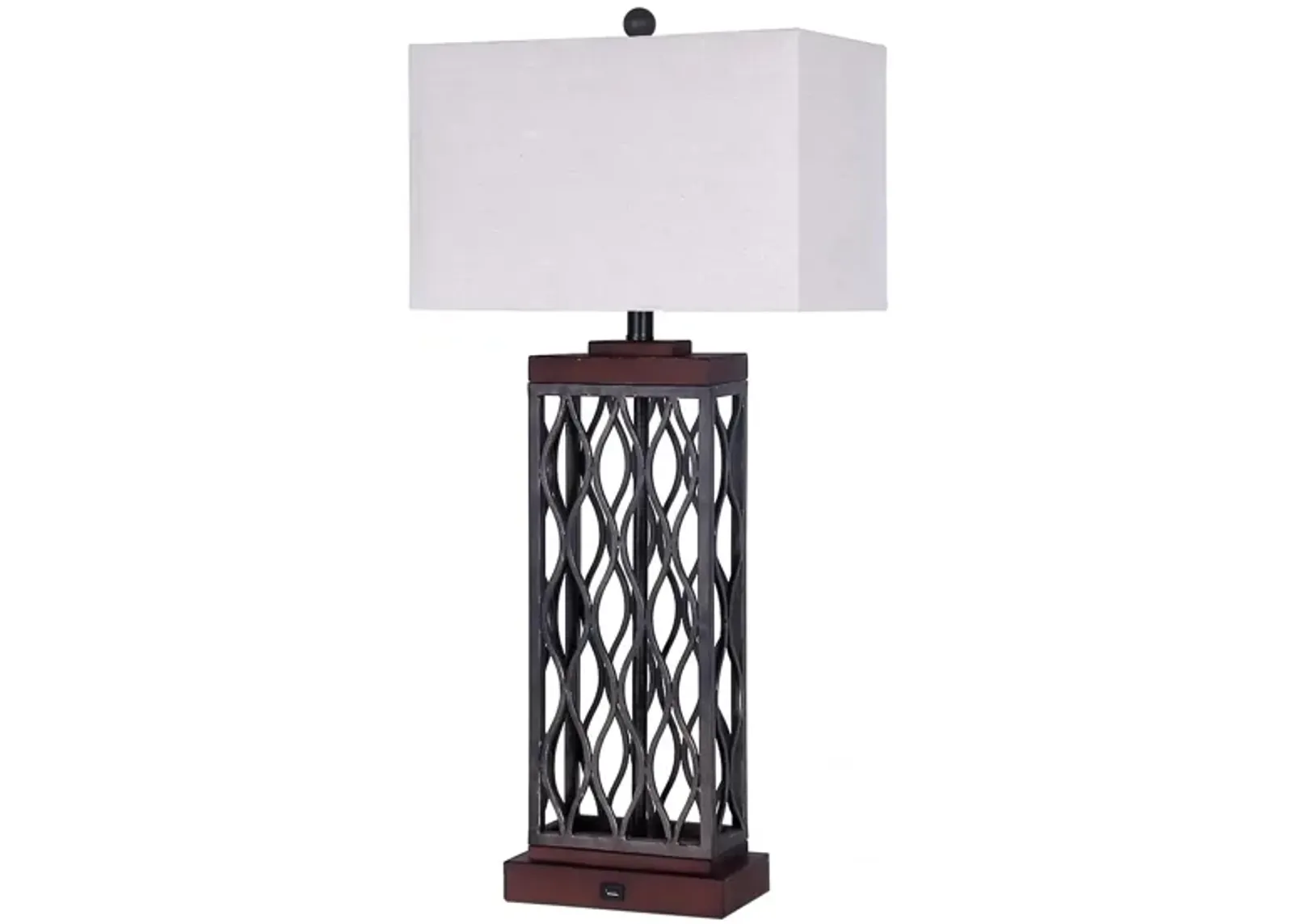 Metal and Wood Table Lamp in Black/Wood Grain by Simon Blake Interiors