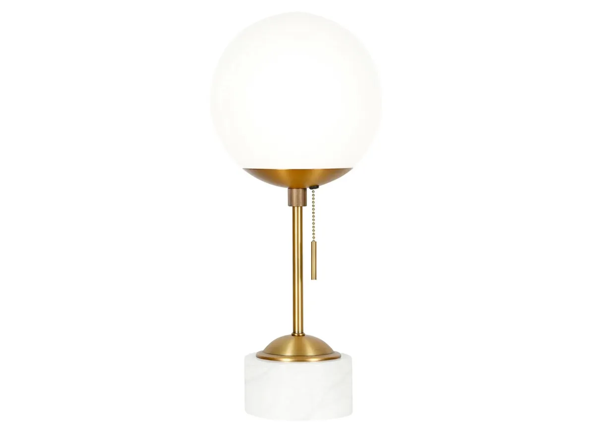 Oskar Table Lamp in Brass;White Marble by Hudson & Canal