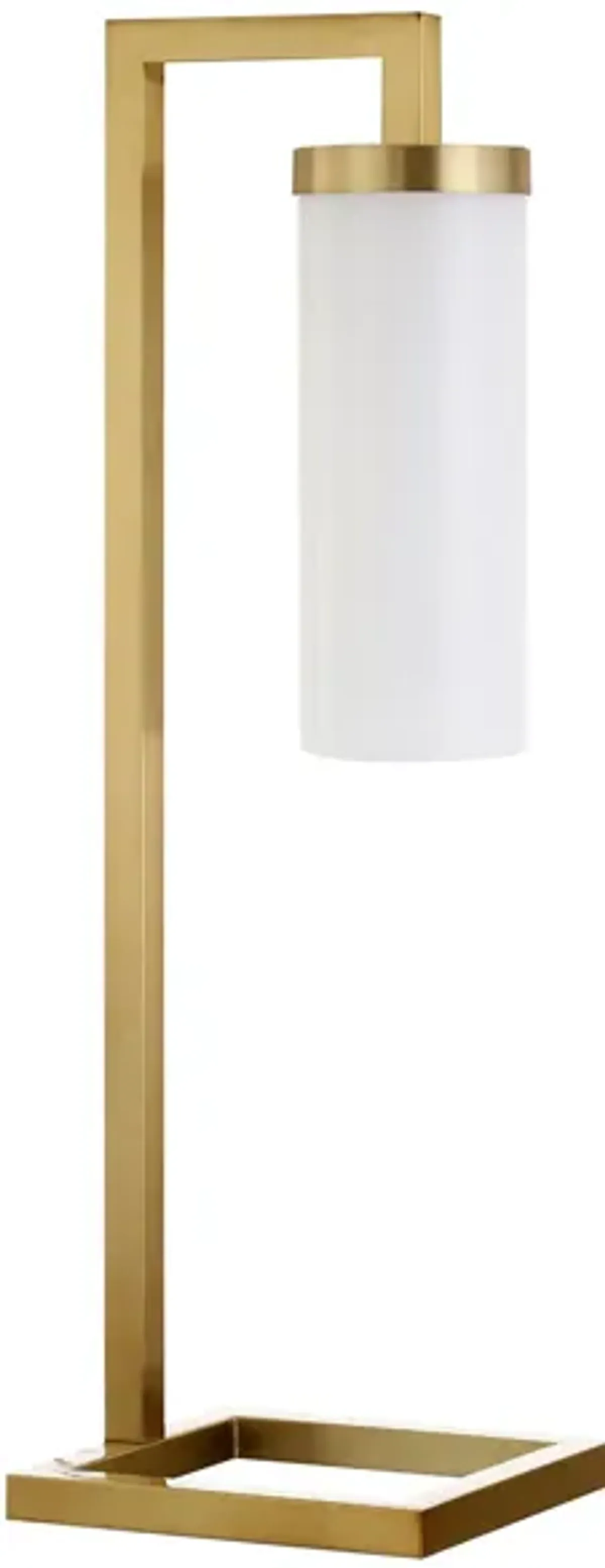 Ansa White Cylinder Table Lamp in Brass by Hudson & Canal