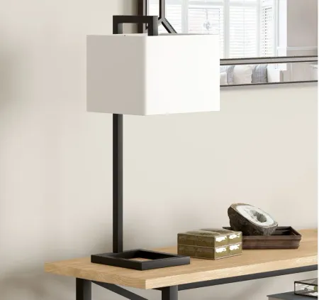 Lyssa Square Base Table Lamp in Blackened Bronze by Hudson & Canal