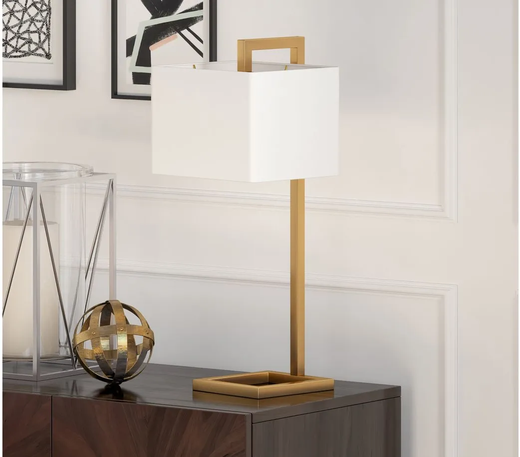 Lyssa Square Base Table Lamp in Brass by Hudson & Canal