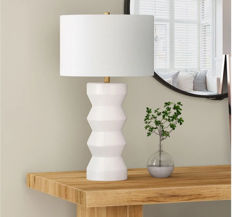 Marion Ribbed Table Lamp in Matte White by Hudson & Canal