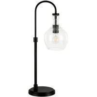 Nadire Seeded Glass Arc Table Lamp in Blackened Bronze by Hudson & Canal