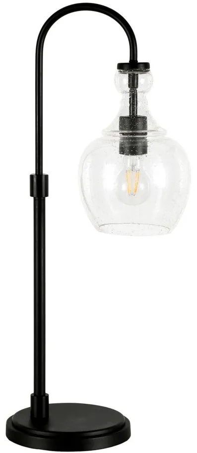 Nadire Seeded Glass Arc Table Lamp in Blackened Bronze by Hudson & Canal