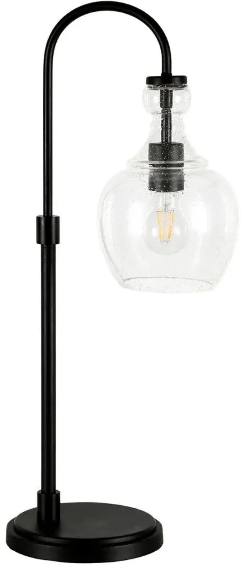 Nadire Seeded Glass Arc Table Lamp in Blackened Bronze by Hudson & Canal