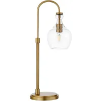 Nadire Seeded Glass Arc Table Lamp in Brushed Brass by Hudson & Canal
