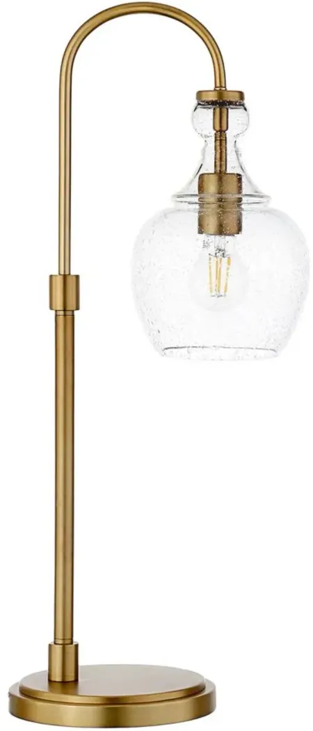 Nadire Seeded Glass Arc Table Lamp in Brushed Brass by Hudson & Canal