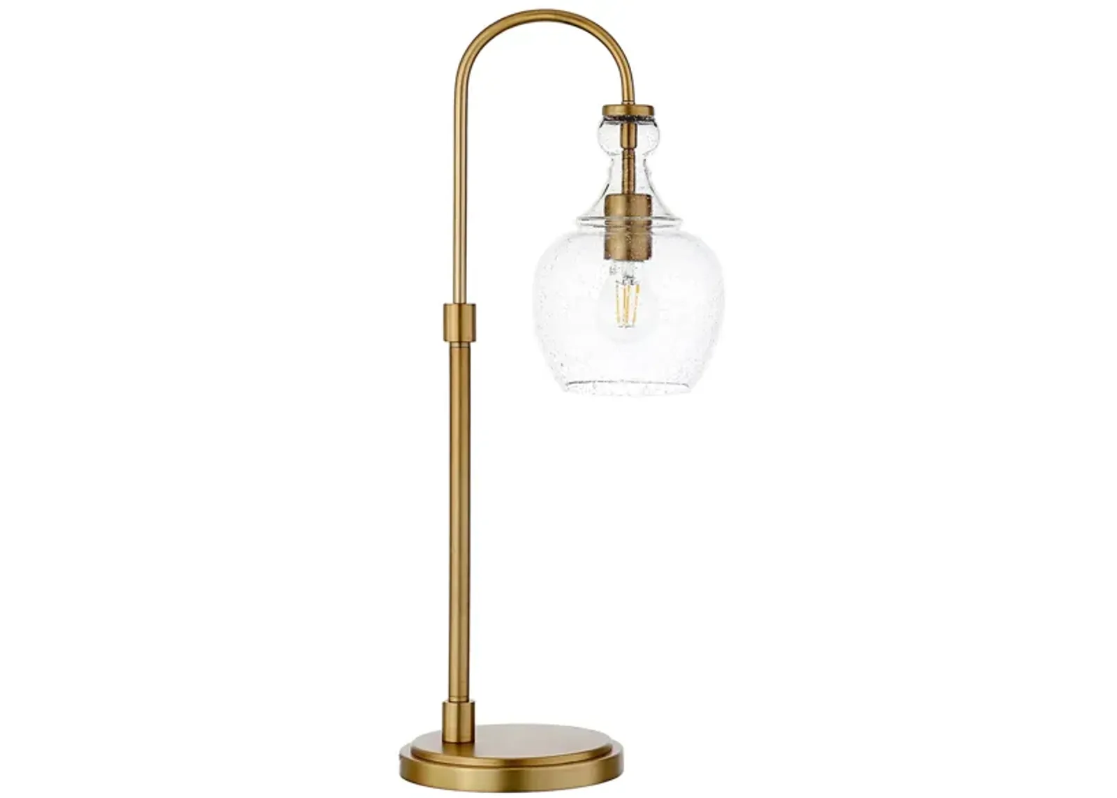 Nadire Seeded Glass Arc Table Lamp in Brushed Brass by Hudson & Canal