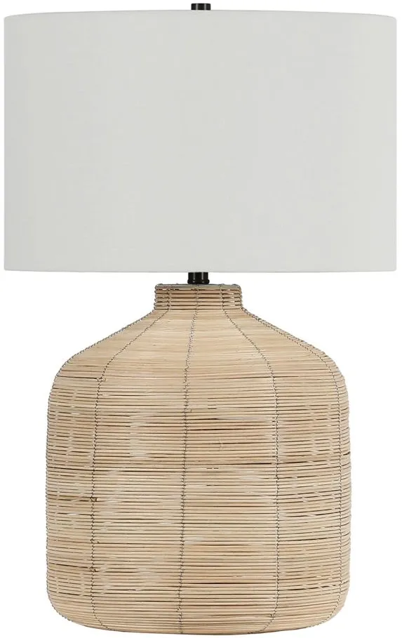 Rebecca Oversized Table Lamp in Rattan/Brass by Hudson & Canal