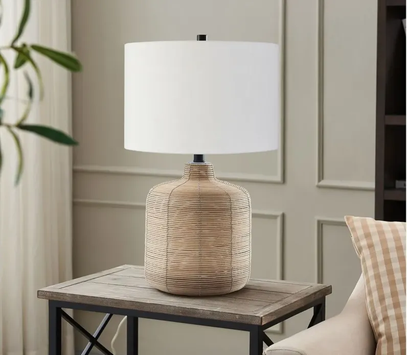 Rebecca Petite Table Lamp in Rattan/Brass by Hudson & Canal