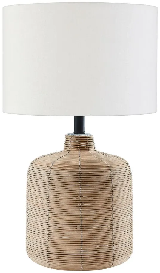 Rebecca Petite Table Lamp in Rattan/Brass by Hudson & Canal