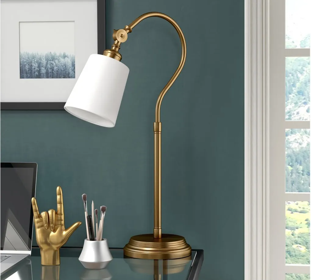 Rosalinda Arc Table Lamp in Brushed Brass by Hudson & Canal