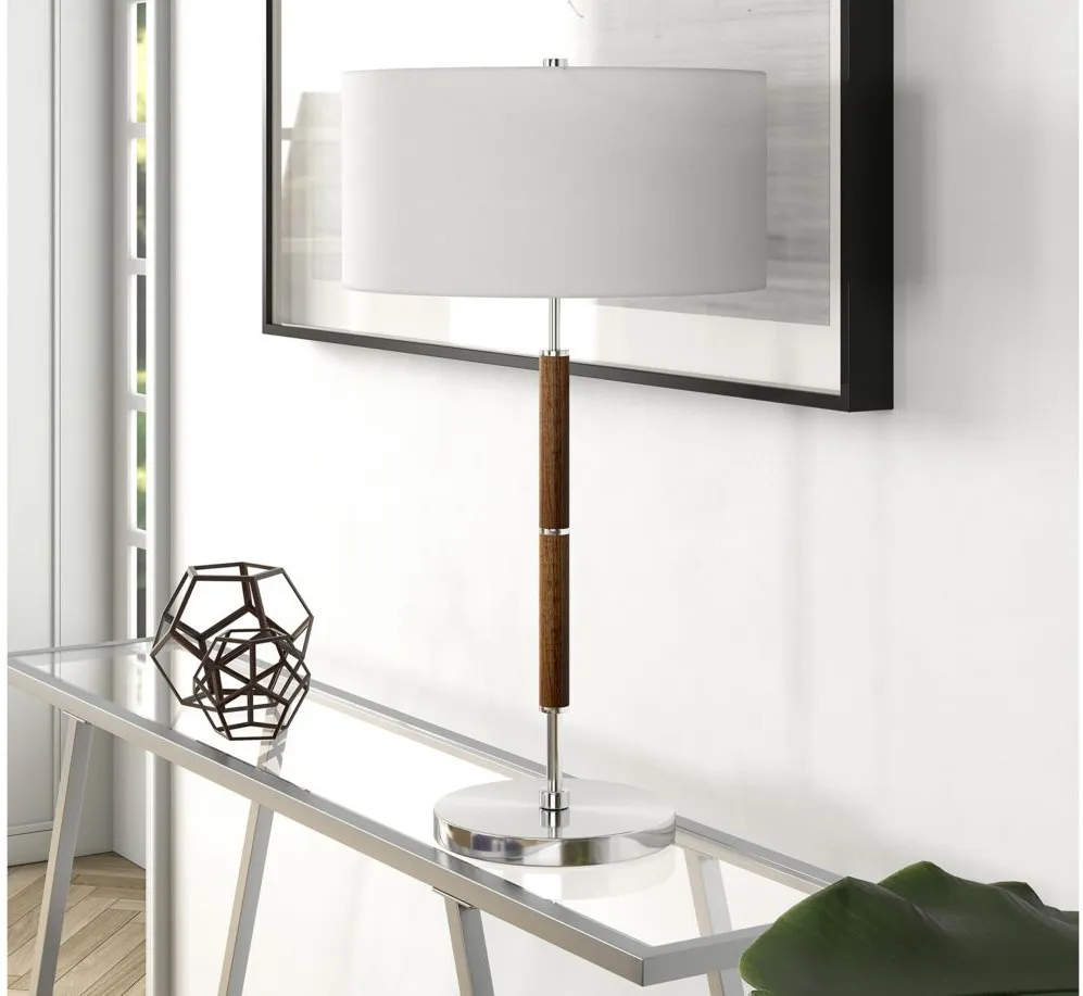 Cassius Table Lamp in Rustic Oak;Polished Nickel by Hudson & Canal