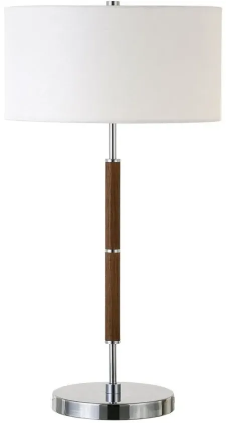 Cassius Table Lamp in Rustic Oak;Polished Nickel by Hudson & Canal