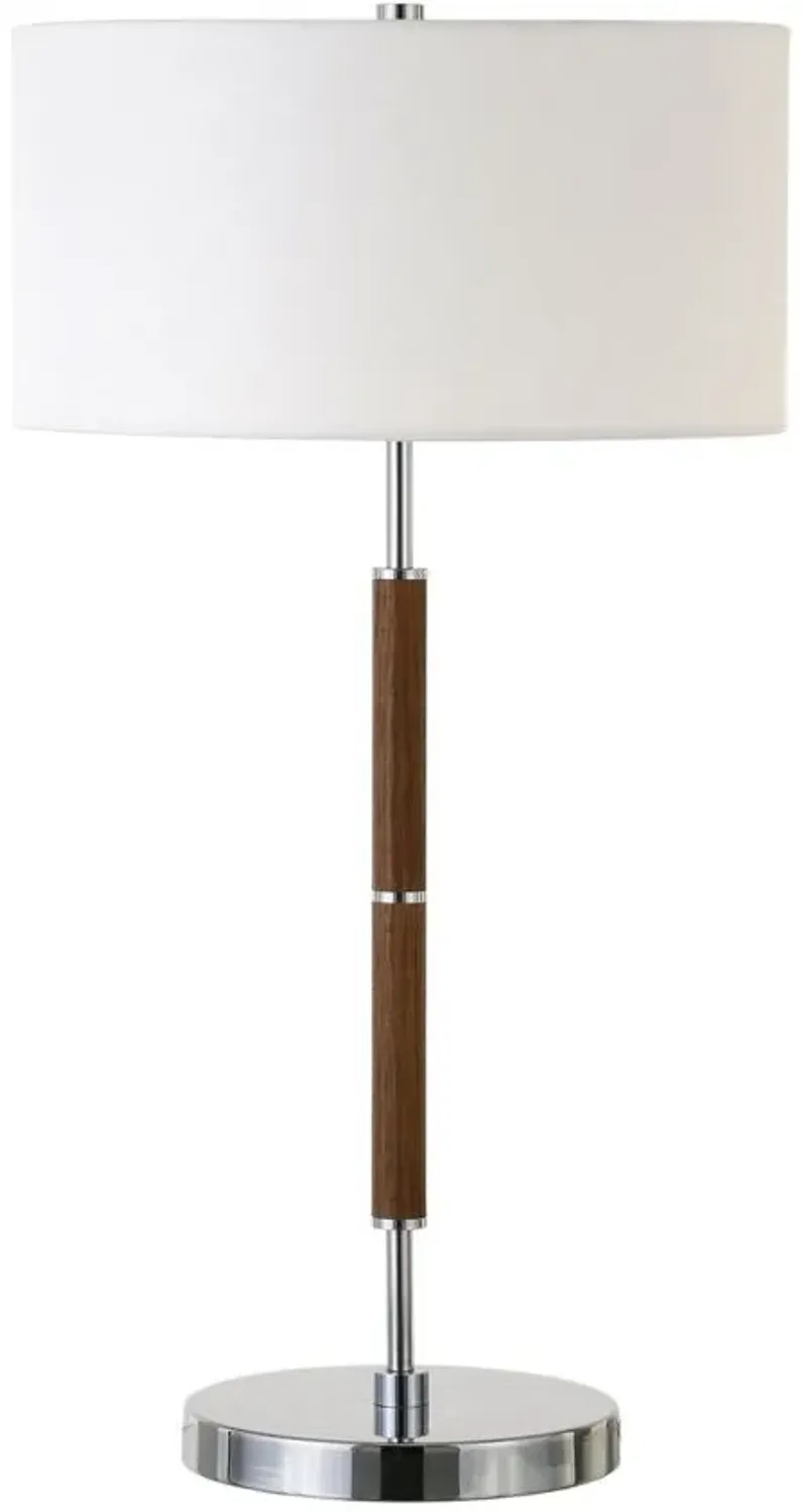 Cassius Table Lamp in Rustic Oak;Polished Nickel by Hudson & Canal